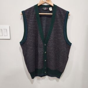 The Italian Sweater Co Sweater Vest Mens L Cardigan Wool Blend Italy Vintage